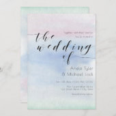 ©ロマンティックパステルウォーターカラータイポグラフィ結婚ズ 招待状 (正面/裏面)