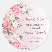 ロマンティックパステルバラズスウィート16誕生日 ラウンドシール (正面)