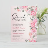 ロマンティックパステルバラフローラスウィート16誕生日 招待状 (スタンド正面)