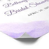 ロマンティックパステルパープルフローラブライダルシャワーサイン ポスター (角)