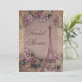 ロマンティックパリヴィンテージバラレースブライダルシャワー 招待状 (スタンド正面)