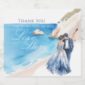 ロマンティックビーチの花嫁と花婿の結婚式 スパークリングワインラベル (シングルラベル)