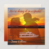 ロマンティックビーチカ航海のップルヨ結婚ットズ 招待状 (正面/裏面)