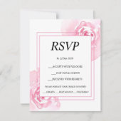ロマンティックピンクのバラの結婚式返信カード RSVP (正面)