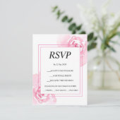 ロマンティックピンクのバラの結婚式返信カード RSVP (スタンド正面)