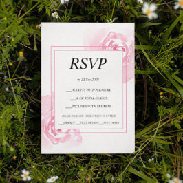 ロマンティックピンクのバラの結婚式返信カード RSVP