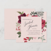 ロマンティックピンクのブライダルブーケ ブライダルシャワー 招待状 (正面/裏面)