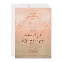 ロマンティックフラミンゴビーチ結婚式招待状