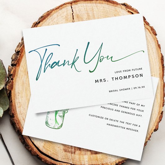 ロマンティックフラワーズ モダンスクリプト ブライダルシャワー サンキューカード