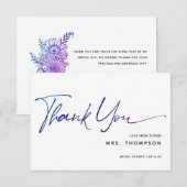 ロマンティックフラワーズ モダンスクリプト ブライダルシャワー サンキューカード (正面/裏面)