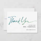 ロマンティックフラワーズ モダンスクリプト ブライダルシャワー サンキューカード (正面)