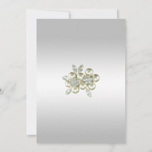 ロマンティックフローラジェムシルバー&ブラック誕生日 セーブザデート (裏面)