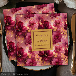 ロマンティックブルゴーニュ赤面金ゴールド結婚ズ紙ナプキンス