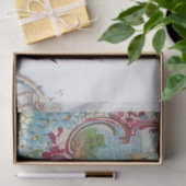 ロマンティックブルーピンクフローラル、ドーブ、ローズ、アンドシーセープ 薄葉紙 (ギフト)