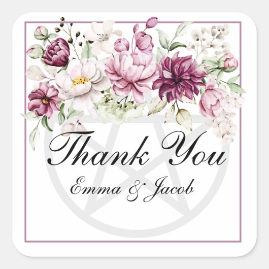 ロマンティックブルーム フラワーピオニー ペンタクル スクエアシール (正面)