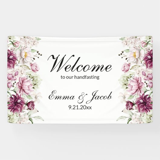 ロマンティックブルーム フローラル ピオニー 横断幕 (横)