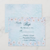 ロマンティックブルー フローラル ウェディング RSVP カード (正面/裏面)