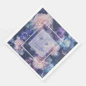 ロマンティックブルー&赤面フローラ結婚ズナプキン (コーナー)