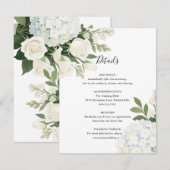 ロマンティックホワイトアジサイバラエレガントウェディング エンクロージャーカード (正面/裏面)