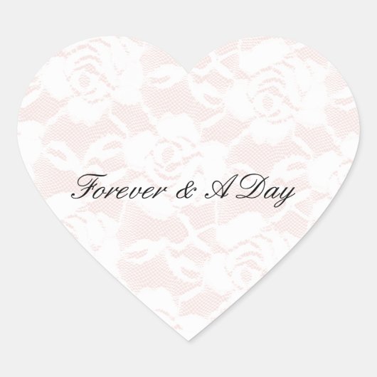 ロマンティックホワイトローズ赤面ピンク結婚ズ ハートシール (正面)