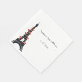 ロマンティックホワイト赤いハートエッフェル結婚タワーズ スタンダードランチョンナプキン (角)