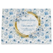 ロマンティックボホパステルブルー結婚金ゴールド抱き枕 ラージペーパーバッグ (正面)