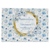 ロマンティックボホパステルブルー結婚金ゴールド抱き枕 ラージペーパーバッグ (裏面)