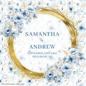 ロマンティックボホパステルブルー結婚金ゴールド抱き枕 ラージペーパーバッグ