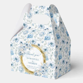 ロマンティックボホパステルブルー金ゴールド結婚ズサンキューユー フェイバーボックス