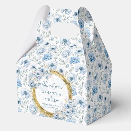 ロマンティックボホパステルブルー金ゴールド結婚ズサンキューユー フェイバーボックス