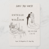 ロマンティックミニマリスト結婚式の事前お知らせ セーブザデート (正面)