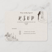 ロマンティックミニマリスト結婚式RSVPカード 出欠カード (正面)
