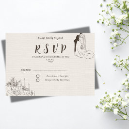 ロマンティックミニマリスト結婚式RSVPカード 出欠カード