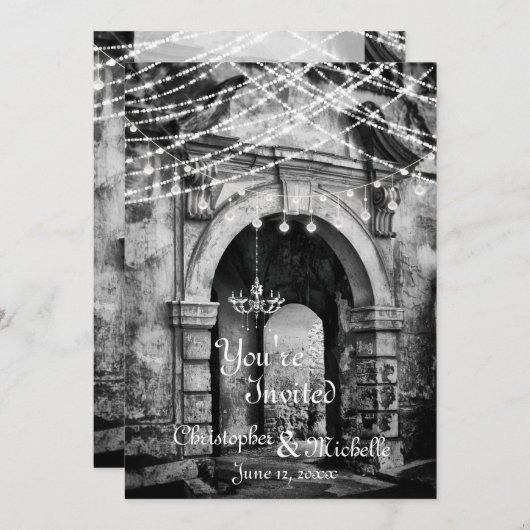 ロマンティックライトゴシックアーチウェイ結婚式招待状 招待状 (正面/裏面)