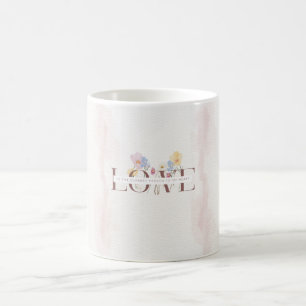 ロマンティックラグジュアリーマグ - パステルフラワーのLOVE コーヒーマグカップ