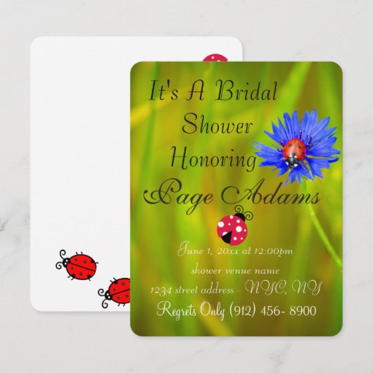 ロマンティックラッドバグブライダルシャワーデスティニー 招待状 (正面/裏面)