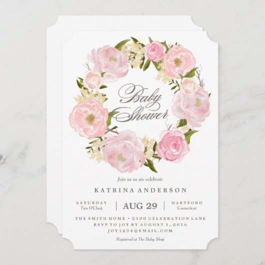ロマンティックリースベビーシャワー招待状 招待状 (正面/裏面)