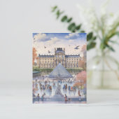 ロマンティックルーヴルパリ通りシーンアート ポストカード (スタンド正面)