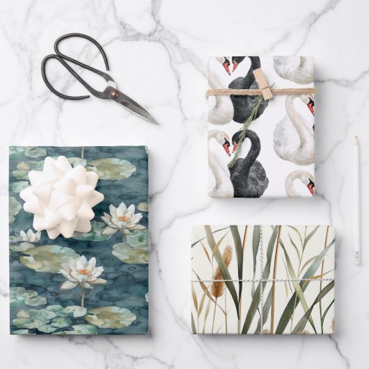 ロマンティックレイクスワンズブライダルシャワー ラッピングペーパーシート (正面)