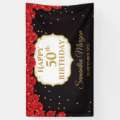 ロマンティックレッドバラス金ゴールドグリッターブラックブリッチデイ 横断幕 (縦)