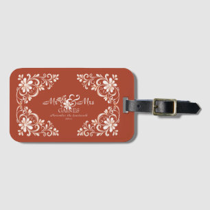 ロマンティックレッドラスティック Mr & Mrs フラワー ウェディング ラゲッジタグ