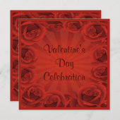 ロマンティックレッドローズバレンタインズデイお祝い 招待状 (正面/裏面)