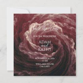 ロマンティックレッドローズバーガンディーの結婚予定日カード セーブザデート