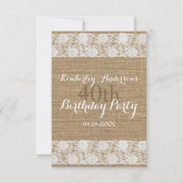 ロマンティックレースバーラップ40歳誕生日パーティーVFCI 招待状