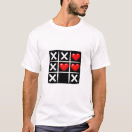 ロマンティック三目並べ 勝利ハート列 バレンタイン Tシャツ
