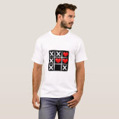 ロマンティック三目並べ 勝利ハート列 バレンタイン Tシャツ (正面フル)