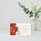 ロマンティック赤いハート金ゴールドリボン 名刺 (スタンド正面)