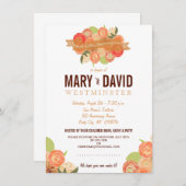 ロマンティック アブストラクト ローズ 50周年パーティー 招待状 (正面/裏面)