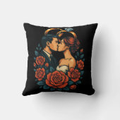 ロマンティック ウェディング カップル ロングスリーブ シャツ クッション (裏面)