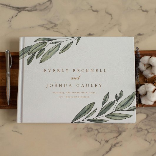 ロマンティック エバーグリーン ボタニカル ウェディング ゲストブック